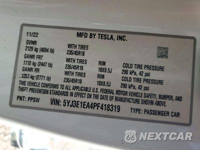 Zdjęcie 13 z 13 samochodu: 2023 TESLA MODEL 3 VIN:5YJ3E1EA4PF418319 - miniatura