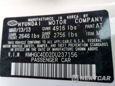 Zdjęcie 12 z 12 samochodu: 2013 HYUNDAI GENESIS 3.8L VIN:KMHGC4DD2DU237156 - miniatura