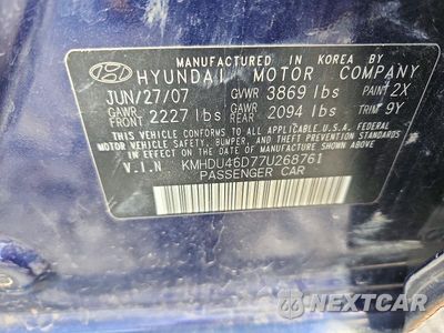 Zdjęcie 12 z 12 samochodu: 2007 HYUNDAI ELANTRA GLS VIN:KMHDU46D77U268761 - miniatura