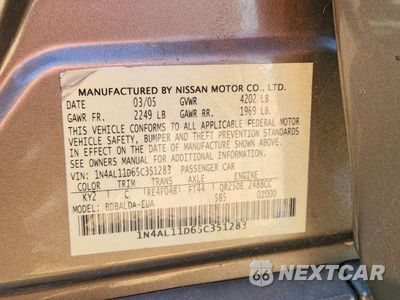 Zdjęcie 12 z 12 samochodu: 2005 NISSAN ALTIMA 2.5 VIN:1N4AL11D65C351283 - miniatura