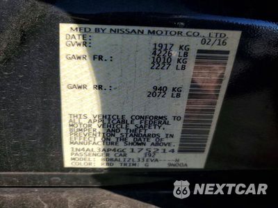 Zdjęcie 12 z 12 samochodu: 2016 NISSAN ALTIMA 2.5 SV VIN:1N4AL3AP4GC175214 - miniatura