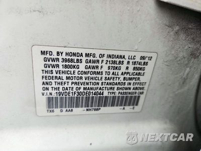 Zdjęcie 13 z 13 samochodu: 2013 ACURA ILX 20 VIN:19VDE1F30DE014044 - miniatura