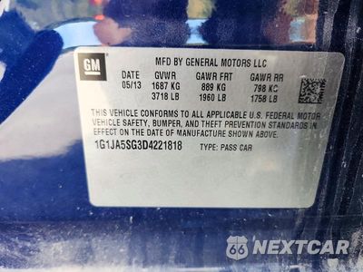 Zdjęcie 13 z 13 samochodu: 2013 CHEVROLET SONIC LS VIN:1G1JA5SG3D4221818 - miniatura