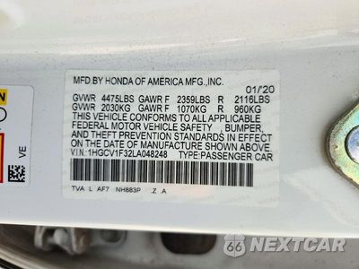 Zdjęcie 12 z 12 samochodu: 2020 HONDA ACCORD SPORT VIN:1HGCV1F32LA048248 - miniatura