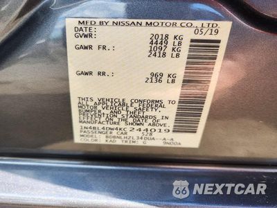 Zdjęcie 13 z 13 samochodu: 2019 NISSAN ALTIMA SV VIN:1N4BL4DW4KC244019 - miniatura