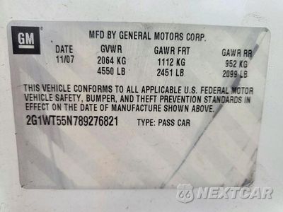 Zdjęcie 12 z 12 samochodu: 2008 CHEVROLET IMPALA LT VIN:2G1WT55N789276821 - miniatura