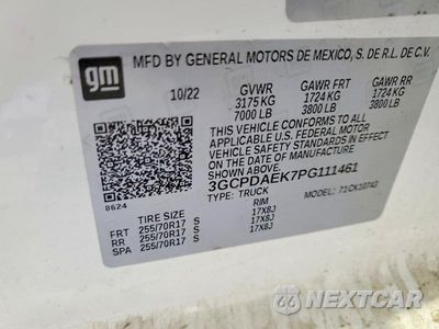 Zdjęcie 12 z 12 samochodu: 2023 CHEVROLET SILVERADO K1500 VIN:3GCPDAEK7PG111461 - miniatura