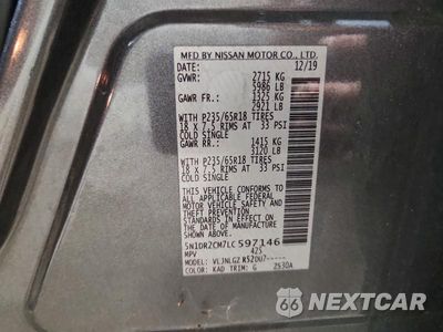 Zdjęcie 13 z 13 samochodu: 2020 NISSAN PATHFINDER SL VIN:5N1DR2CM7LC597146 - miniatura