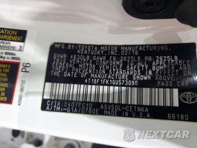 Zdjęcie 12 z 12 samochodu: 2016 TOYOTA CAMRY LE VIN:4T1BF1FK1GU573090 - miniatura