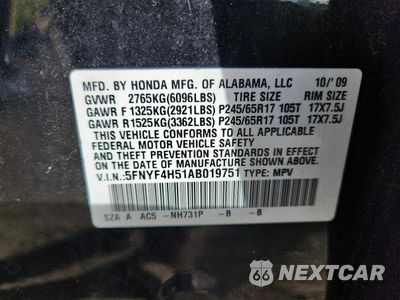 Zdjęcie 13 z 13 samochodu: 2010 HONDA PILOT EXL VIN:5FNYF4H51AB019751 - miniatura