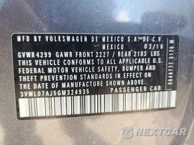 Zdjęcie 12 z 12 samochodu: 2016 VOLKSWAGEN JETTA SEL VIN:3VWL07AJ5GM324935 - miniatura