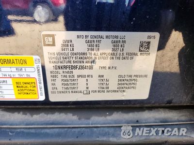 Zdjęcie 13 z 13 samochodu: 2015 CHEVROLET TRAVERSE LS VIN:1GNKRFED8FJ364108 - miniatura