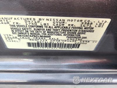 Zdjęcie 13 z 13 samochodu: 2012 NISSAN VERSA 1.6 S VIN:3N1CN7AP6CL904609 - miniatura