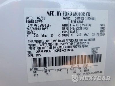 Zdjęcie 14 z 14 samochodu: 2023 FORD EDGE SEL VIN:2FMPK4J9XPBA21634 - miniatura