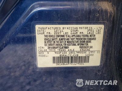 Zdjęcie 12 z 12 samochodu: 2012 NISSAN SENTRA 2.0 VIN:3N1AB6AP7CL679501 - miniatura