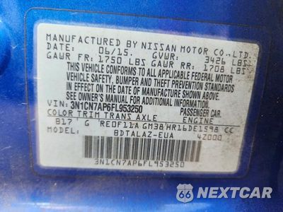 Zdjęcie 12 z 12 samochodu: 2015 NISSAN VERSA 1.6 S PLUS VIN:3N1CN7AP6FL953250 - miniatura