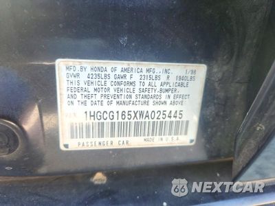 Zdjęcie 12 z 12 samochodu: 1998 HONDA ACCORD EX VIN:1HGCG165XWA025445 - miniatura