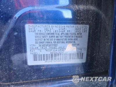 Zdjęcie 12 z 12 samochodu: 2017 NISSAN SENTRA SV VIN:3N1AB7AP3HY378501 - miniatura