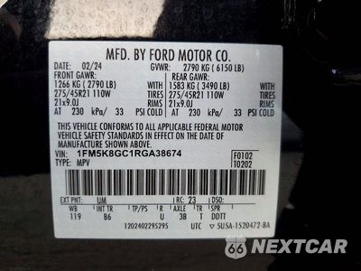 Zdjęcie 13 z 13 samochodu: 2024 FORD EXPLORER ST VIN:1FM5K8GC1RGA38674 - miniatura