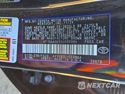 Zdjęcie 12 z 12 samochodu: 2025 TOYOTA CAMRY LE VIN:4T1DAACK9SU090984 - miniatura