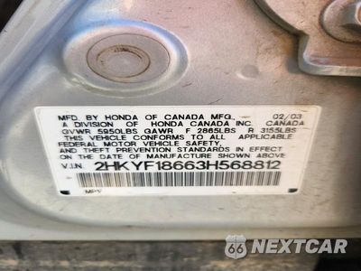 Zdjęcie 13 z 13 samochodu: 2003 HONDA PILOT EXL VIN:2HKYF18663H568812 - miniatura