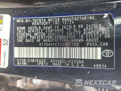 Zdjęcie 12 z 12 samochodu: 2025 TOYOTA CAMRY SE VIN:4T1DAACK2SU099381 - miniatura