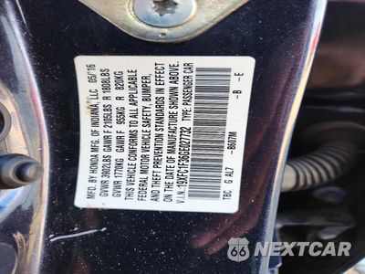 Zdjęcie 12 z 12 samochodu: 2016 HONDA CIVIC EX VIN:19XFC1F36GE027732 - miniatura