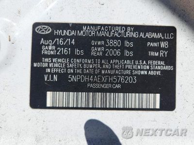 Zdjęcie 12 z 12 samochodu: 2015 HYUNDAI ELANTRA SE VIN:5NPDH4AEXFH576203 - miniatura