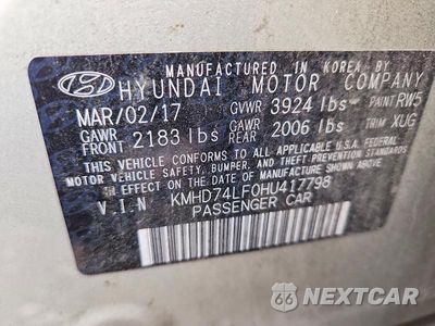 Zdjęcie 12 z 12 samochodu: 2017 HYUNDAI ELANTRA SE VIN:KMHD74LF0HU417798 - miniatura