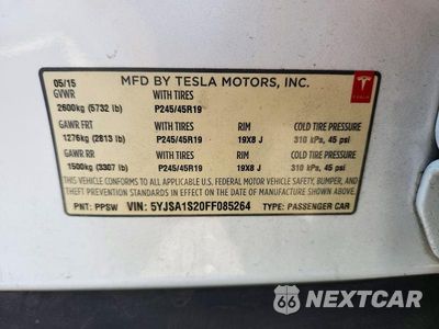 Zdjęcie 12 z 12 samochodu: 2015 TESLA MODEL S 70D VIN:5YJSA1S20FF085264 - miniatura