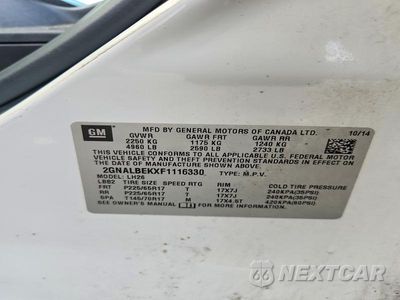 Zdjęcie 14 z 14 samochodu: 2015 CHEVROLET EQUINOX LT VIN:2GNALBEKXF1116330 - miniatura