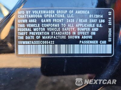 Zdjęcie 12 z 12 samochodu: 2014 VOLKSWAGEN PASSAT SE VIN:1VWBN7A3XEC065422 - miniatura