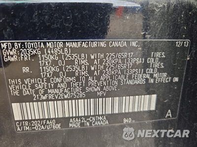 Zdjęcie 12 z 12 samochodu: 2014 TOYOTA RAV4 XLE VIN:2T3WFREV2EW075285 - miniatura