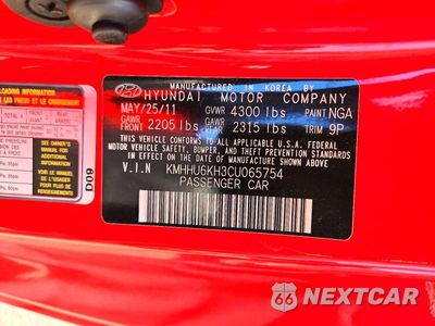Zdjęcie 12 z 12 samochodu: 2012 HYUNDAI GENESIS COUPE 3.8 R-SPEC VIN:KMHHU6KH3CU065754 - miniatura