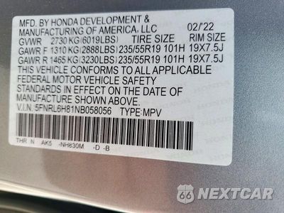 Zdjęcie 13 z 13 samochodu: 2022 HONDA ODYSSEY TOURING VIN:5FNRL6H81NB058056 - miniatura