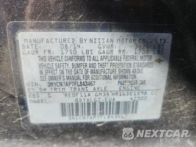 Zdjęcie 12 z 12 samochodu: 2015 NISSAN VERSA 1.6 SL VIN:3N1CN7AP7FL843467 - miniatura