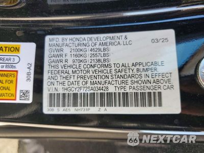 Zdjęcie 12 z 12 samochodu: 2025 HONDA ACCORD HYBRID SPORT-L VIN:1HGCY2F72SA034428 - miniatura