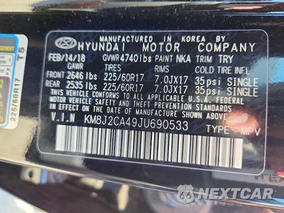 Zdjęcie 13 z 13 samochodu: 2018 HYUNDAI TUCSON SE VIN:KM8J2CA49JU690533 - miniatura