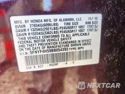 Zdjęcie 13 z 13 samochodu: 2011 HONDA PILOT EXL VIN:5FNYF4H59BB054393 - miniatura