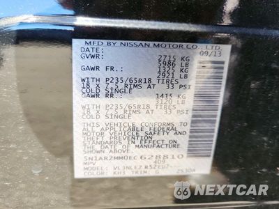 Zdjęcie 14 z 14 samochodu: 2014 NISSAN PATHFINDER SV VIN:5N1AR2MM0EC628810 - miniatura