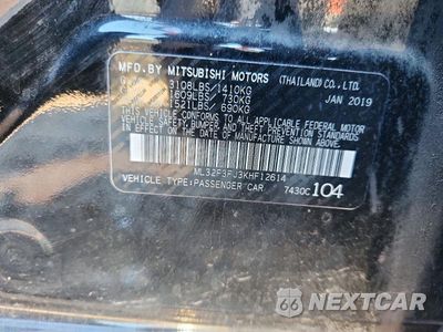 Zdjęcie 12 z 12 samochodu: 2019 MITSUBISHI MIRAGE G4 ES VIN:ML32F3FJ3KHF12614 - miniatura