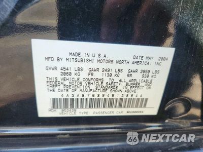Zdjęcie 13 z 13 samochodu: 2004 MITSUBISHI GALANT GTS VIN:4A3AB76S04E138644 - miniatura