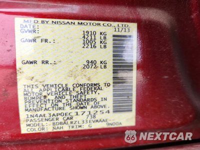 Zdjęcie 12 z 12 samochodu: 2014 NISSAN ALTIMA 2.5 S VIN:1N4AL3AP0EC171254 - miniatura