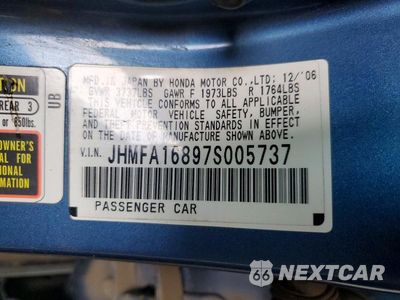 Zdjęcie 12 z 12 samochodu: 2007 HONDA CIVIC VIN:JHMFA16897S005737 - miniatura
