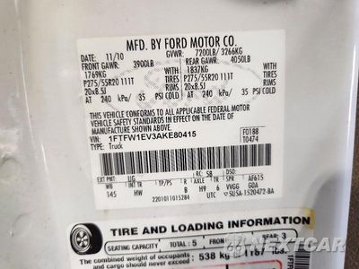 Zdjęcie 12 z 12 samochodu: 2010 FORD F150 SUPERCREW VIN:1FTFW1EV3AKE80415 - miniatura