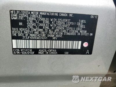 Zdjęcie 13 z 13 samochodu: 2012 TOYOTA RAV4 BASE VIN:2T3JF4DV0CW224241 - miniatura