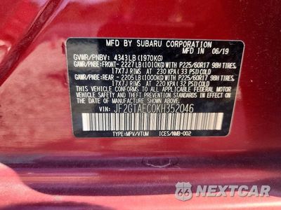 Zdjęcie 13 z 13 samochodu: 2019 SUBARU CROSSTREK PREMIUM VIN:JF2GTAEC0KH352046 - miniatura