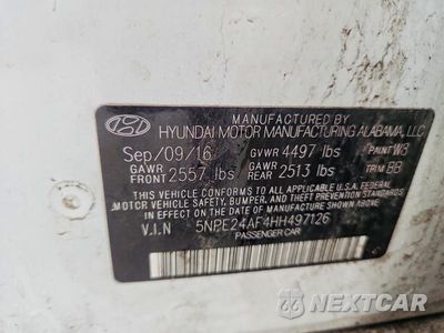 Zdjęcie 12 z 12 samochodu: 2017 HYUNDAI SONATA SE VIN:5NPE24AF4HH497126 - miniatura