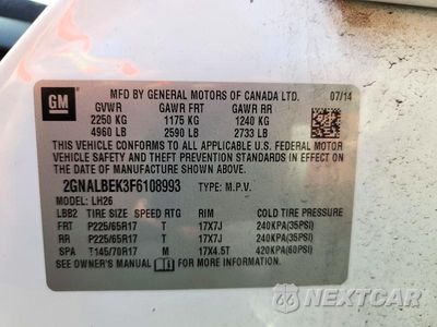 Zdjęcie 12 z 12 samochodu: 2015 CHEVROLET EQUINOX LT VIN:2GNALBEK3F6108993 - miniatura