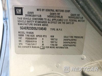 Zdjęcie 13 z 13 samochodu: 2009 BUICK ENCLAVE CXL VIN:5GAER23D09J104549 - miniatura